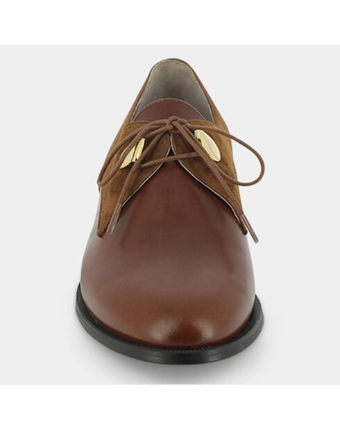 Derbies en Cuir et Velours de Cuir Divyo cognac