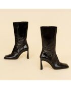 Bottes en Cuir Butin noires - Talon 9 cm