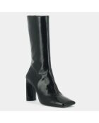 Bottes en Cuir Butin noires - Talon 9 cm