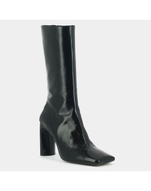 Bottes en Cuir Butin noires - Talon 9 cm