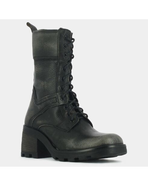 Botas Randall de piel gris, tacón de 6,5 cm