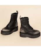 Boots en Cuir Romy effet usé grises - Talon 6 cm