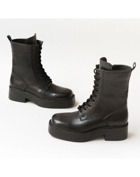 Boots en Cuir Ibras noires - Talon 5 cm