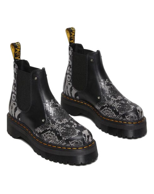 Stivali Chelsea in pelle quadrupla nera/grigia