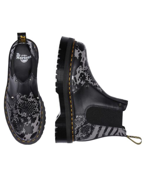 Stivali Chelsea in pelle quadrupla nera/grigia