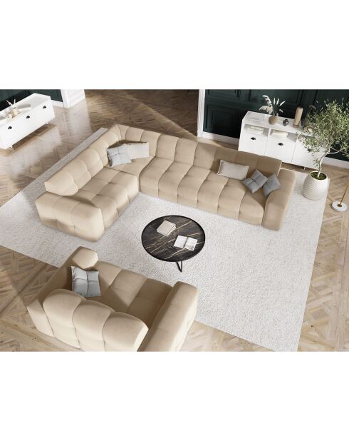 Canapé Velours 2 Places Kendal beige clair - 156x103x79 cm