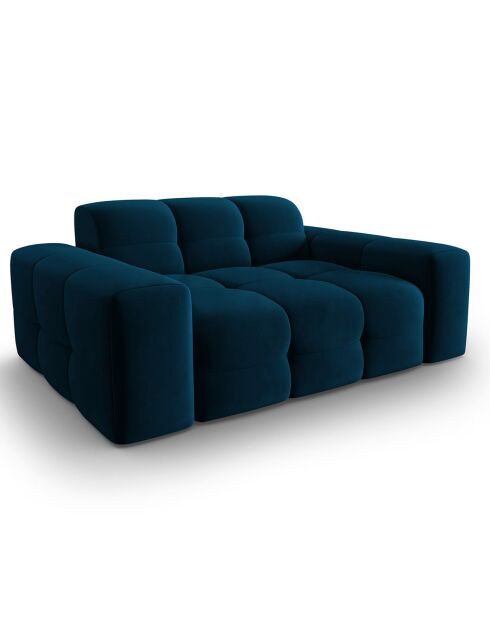 Canapé Velours 2 Places Kendal bleu marine - 156x103x79 cm