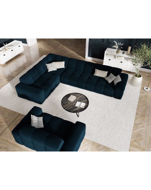 Canapé Velours 2 Places Kendal bleu marine - 156x103x79 cm