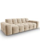 Canapé Velours 3 Places Kendal beige clair - 222x103x79 cm