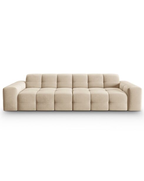 Canapé Velours 4 Places Kendal beige clair - 255x103x79 cm