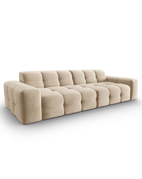 Canapé Velours 4 Places Kendal beige clair - 255x103x79 cm