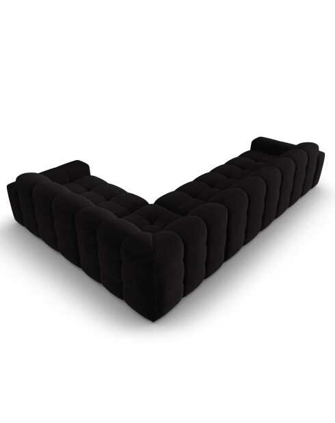 Canapé D'angle droit Velours 6 Places Kendal noir - 332x231x79 cm