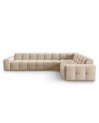 Canapé D'angle droit Velours 6 Places Kendal beige clair - 332x231x79 cm