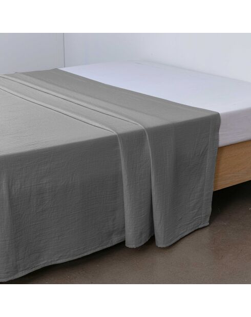 Drap plat 100% Gaze de coton gris perle