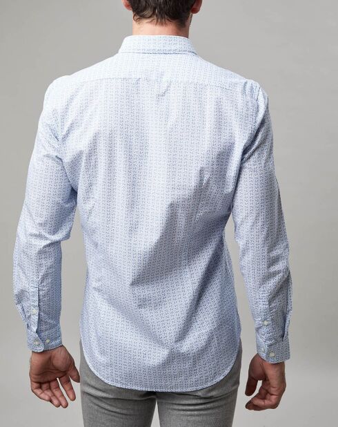 Chemise Micro Motif Vélo blanc/bleu