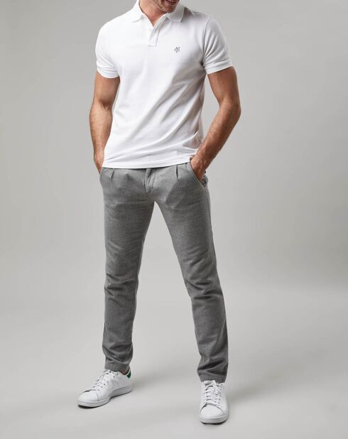 Pantalon Stig Tapered en Coton & Laine  gris chiné