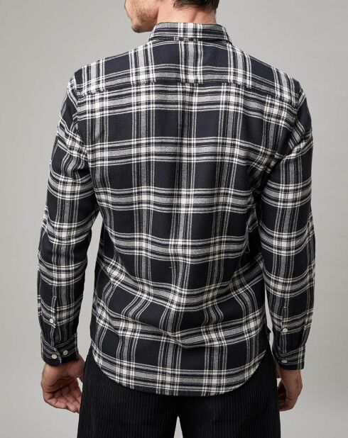 Chemise Carreaux Double Poches Oversize noir/blanc