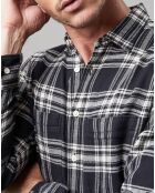 Chemise Carreaux Double Poches Oversize noir/blanc
