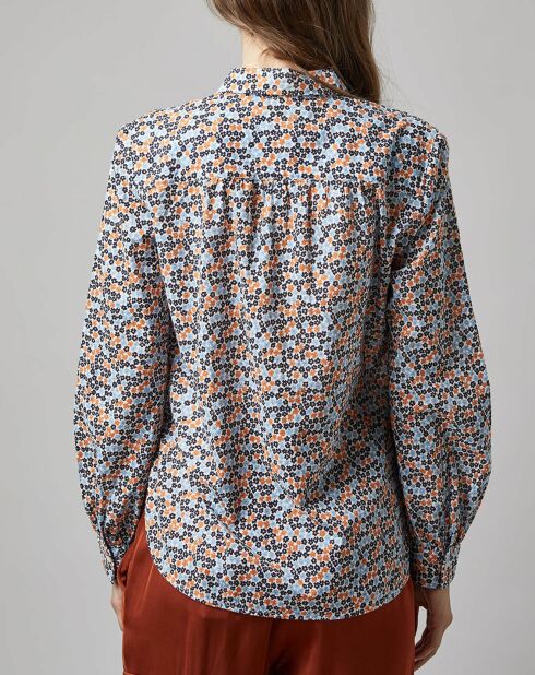 Chemise à Fleurs orange/bleu