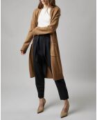 Gilet long à capuche en Laine mélangée  camel