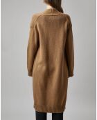 Gilet long à capuche en Laine mélangée  camel
