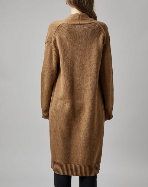 Gilet long à capuche en Laine mélangée  camel