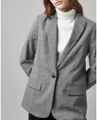 Blazer en Laine mélangée à carreaux gris