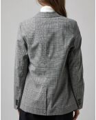 Blazer en Laine mélangée à carreaux gris