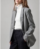 Blazer en Laine mélangée à carreaux gris
