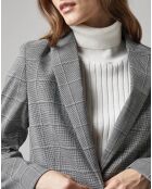 Blazer en Laine mélangée à carreaux gris