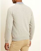 Pull 100% Cachemire col V gris clair