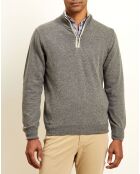 Pull 100% Cachemire col camionneur gris foncé/sable