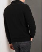 Pull 100% Cachemire col camionneur noir/gris