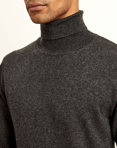 Pull 100% Cachemire col roulé anthracite