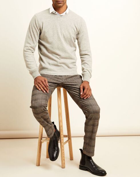 Pull 100% Cachemire col col rond gris chiné