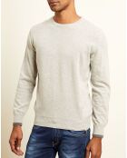 Pull 100% Cachemire col rond gris clair/gris foncé