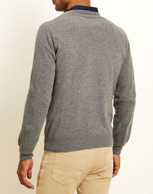 Pull 100% Cachemire col rond gris foncé