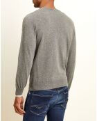 Pull 100% Cachemire col rond gris foncé/gris clair