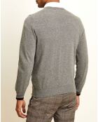 Pull 100% Cachemire col rond gris foncé/noir