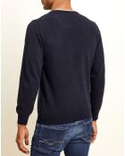 Pull 100% Cachemire col rond marine/gris