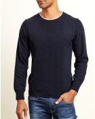 Pull 100% Cachemire col rond marine/gris