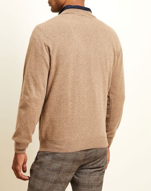 Pull 100% Cachemire col rond marron beige