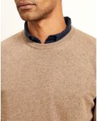 Pull 100% Cachemire col rond marron beige