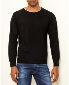 Pull 100% Cachemire col rond noir/gris