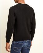 Pull 100% Cachemire col rond noir/gris