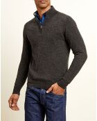 Pull 100% Cachemire col camionneur Bombay anthracite/ gris clair