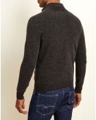 Pull 100% Cachemire col camionneur Bombay anthracite/ gris clair