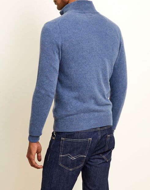 Pull 100% Cachemire col camionneur Bombay bleu denim/bleu marine