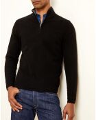 Pull 100% Cachemire col camionneur Bombay noir/gris