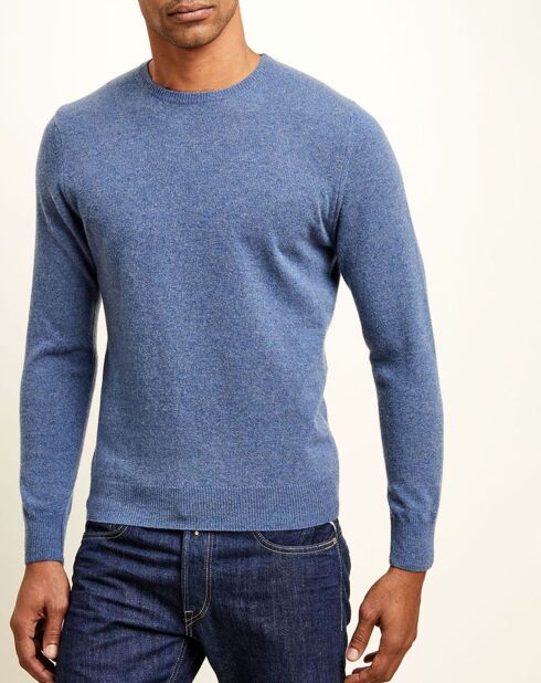 Pull 100% Cachemire col rond London bleu denim